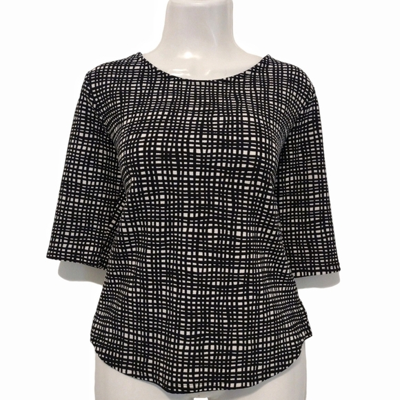 Bar III - Asymmetrical Checkered Blouse - Picture 1 of 13